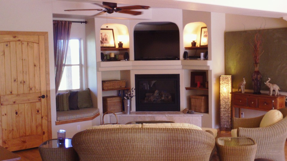 living room built in niches make a great use of space and keep your living area intimate and cozy.